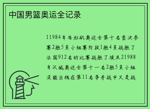 中国男篮奥运全记录